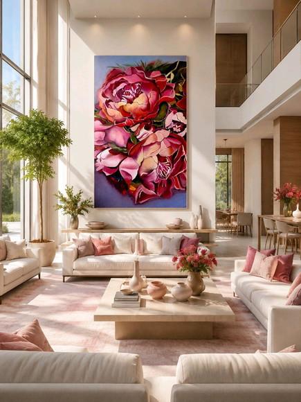 Quadro Decorativo para Sala Floral Peonia Presente de Natal