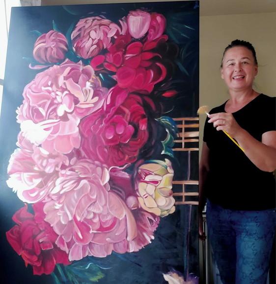 Quadro Decorativo para Sala Floral Peonias Presente de Natal