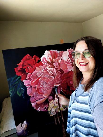 Quadro Decorativo para Sala Floral Peonias Presente de Natal