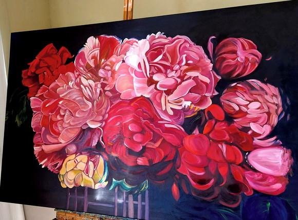 Quadro Decorativo para Sala Floral Peonias Presente de Natal