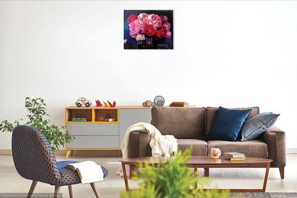Quadro Decorativo para Sala Floral Peonias Presente de Natal