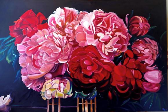 Quadro Decorativo para Sala Floral Peonias Presente de Natal