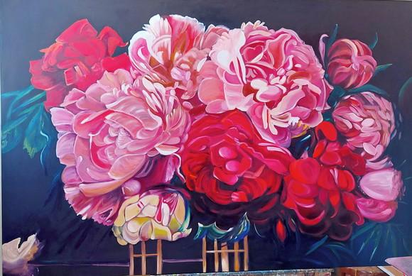 Quadro Decorativo para Sala Floral Peonias Presente de Natal