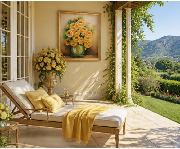 Quadro Decorativo para Sala Pintura em Tela Rosas Amarelas