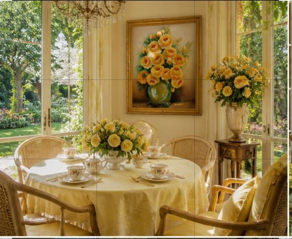 Quadro Decorativo para Sala Pintura em Tela Rosas Amarelas