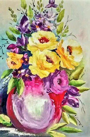 Quadro Decorativo para Sala Pintura em Tela Rosas Coloridas