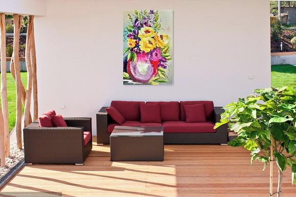 Quadro Decorativo para Sala Pintura em Tela Rosas Coloridas