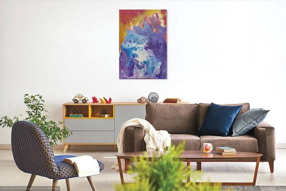 Quadro Decorativo Pintura Abstrato Moderno Pouring Fluído