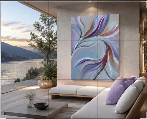 Quadro Decorativo Pintura em Tela Abstrato Moderno Botânico