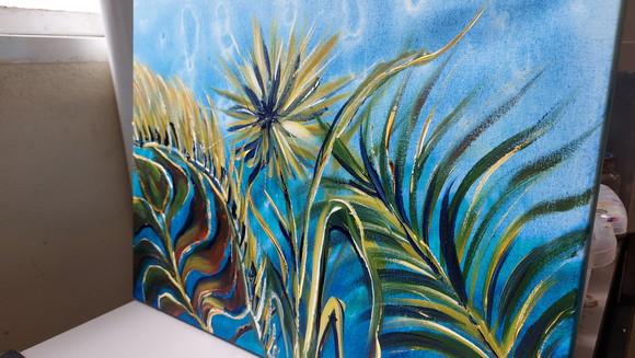 Quadro Decorativo Pintura em Tela Abstrato Moderno Botânico