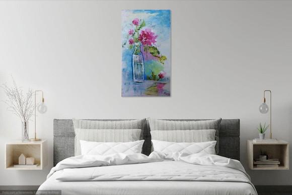 Quadro Decorativo Pintura em Tela Abstrato Moderno Floral