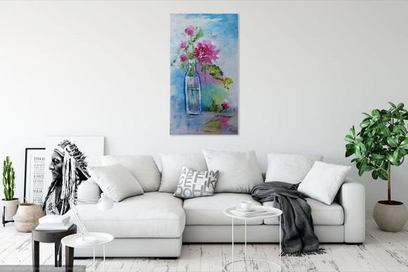 Quadro Decorativo Pintura em Tela Abstrato Moderno Floral