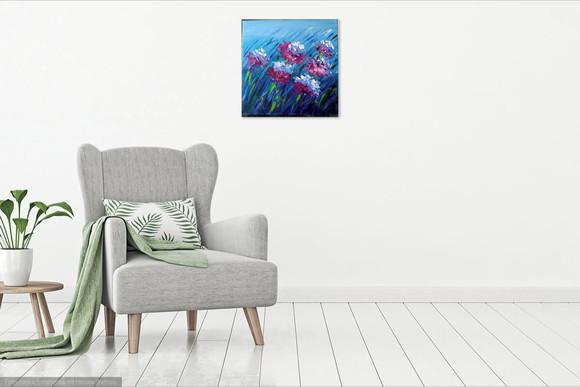 Quadro Decorativo Pintura em Tela Abstrato Moderno Floral