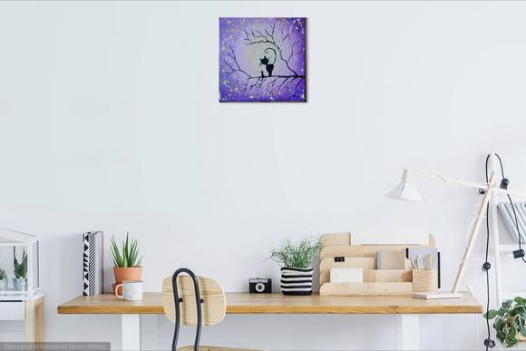 Quadro Decorativo Pintura em Tela Abstrato Moderno Gatinhos
