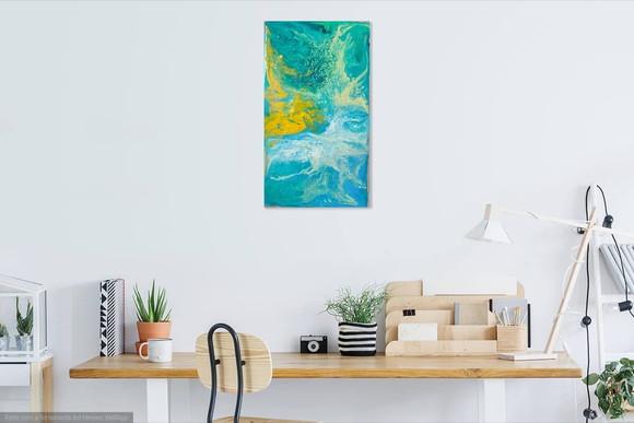 Quadro Decorativo Pintura em Tela Abstrato Moderno Pouring