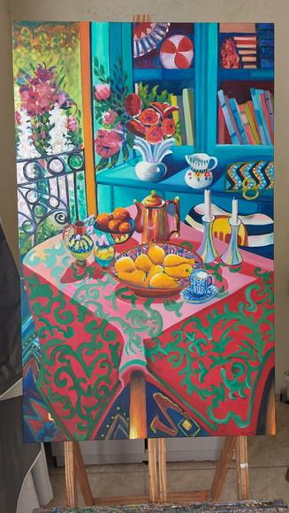 Quadro Decorativo Pintura em Tela Cozinha Gourmet Mesa Posta