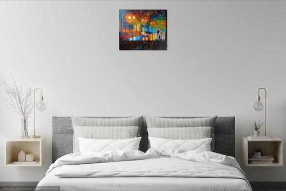 Quadro Decorativo Pintura em Tela Paisagem Urbana Familia