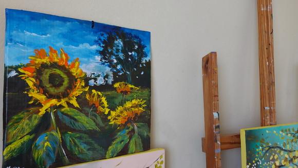 Quadro Decorativo Pintura Tela Campo de Girassóis