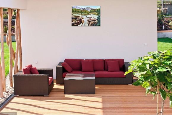 Quadro Decorativo Pintura Tela Paisagem Pinheiros Cachoeira