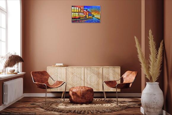 Quadro Decorativo Pintura Tela Paisagem Urbana Europa