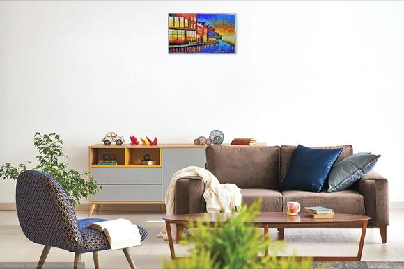 Quadro Decorativo Pintura Tela Paisagem Urbana Europa