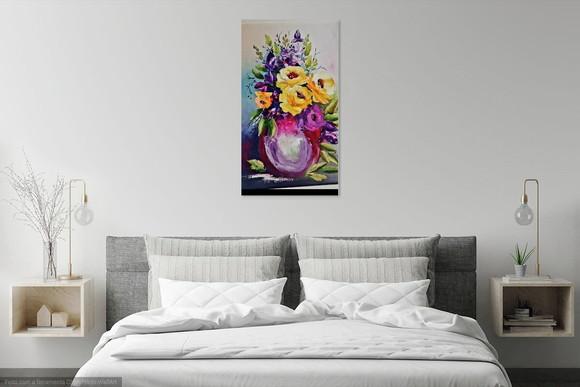Quadro Decorativo Sala Rosas Coloridas Presente de Natal