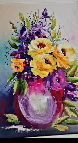 Quadro Decorativo Sala Rosas Coloridas Presente de Natal