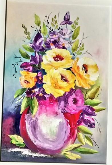 Quadro Decorativo Sala Rosas Coloridas Presente de Natal