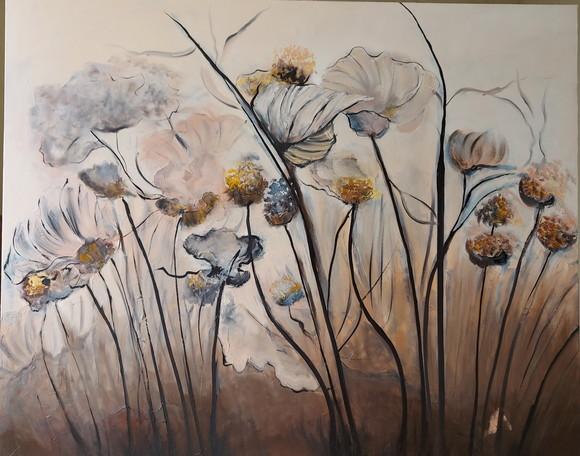 Quadro Floral Pintura Orgânica para Sala Presente de Natal