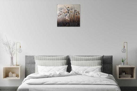 Quadro Floral Pintura Orgânica para Sala Presente de Natal
