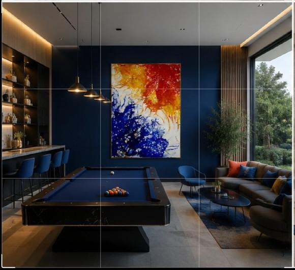 Quadro Fluído Abstrato Moderno Blue Orange Presente de Natal