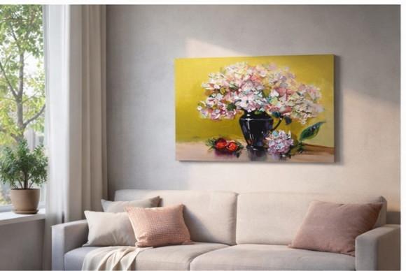 Quadro Grande para Sala e Quarto Rosa Chá Presente de Natal