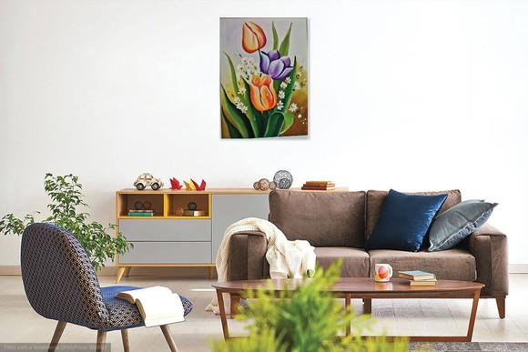 Quadro Grande para Sala e Quarto Tulipas Black Friday