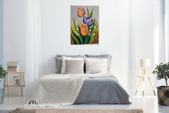 Quadro Grande para Sala e Quarto Tulipas Black Friday