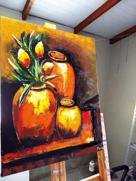 Quadro Grande para Sala Tulipas nos Vasos Presente de Natal