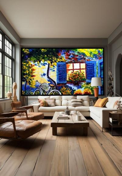 Quadro Grande Sala e Quarto Casario Bike Presente de Natal