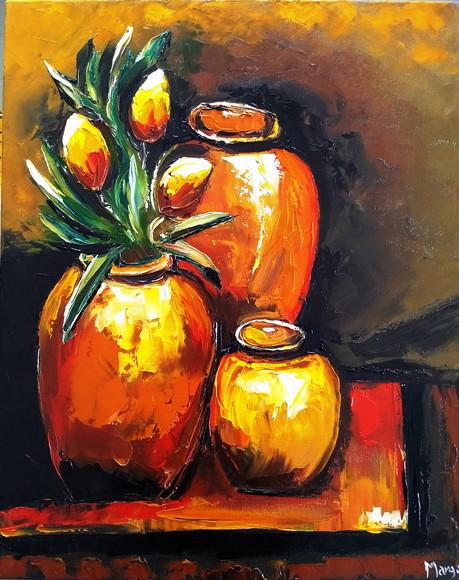 Quadro Grande para Sala Tulipas nos Vasos Presente de Natal