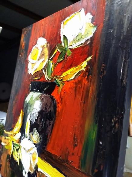 Quadro Grande Sala e Quarto Rosas Brancas Presente de Natal