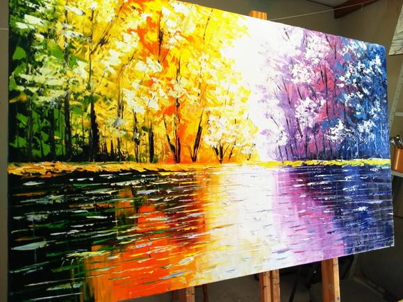 Quadro Grandes para Sala Paisagem Colorida Presente de Natal