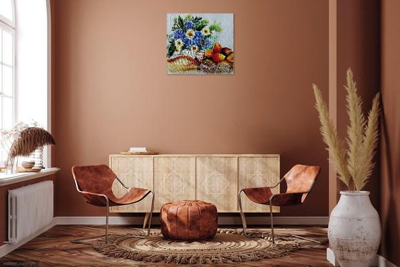 Quadro Natureza Morta Frutas Flores Manga Presente de Natal