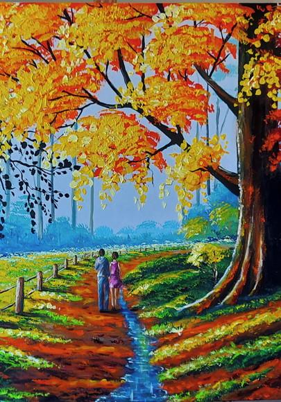 Quadro Paisagem Caminho da Felicidade Presente de Natal