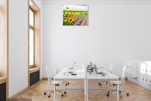 Quadro Paisagem Campo de Girassóis Lavanda Presente de Natal