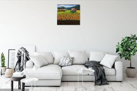 Quadro Paisagem Campo de Girassóis Presente de Natal