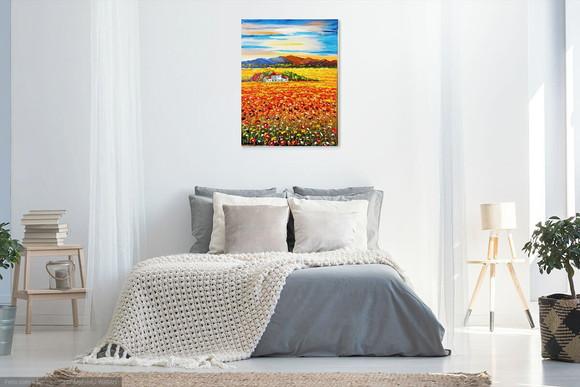 Quadro Paisagem Campo de Papoulas Presente de Natal