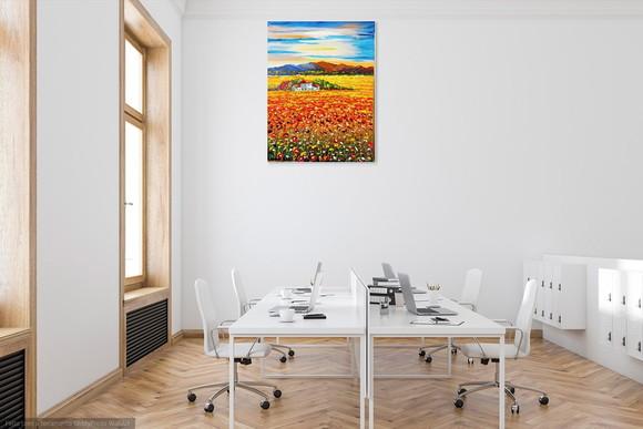 Quadro Paisagem Campo de Papoulas Presente de Natal
