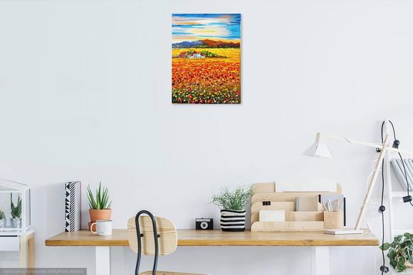 Quadro Paisagem Campo de Papoulas Presente de Natal