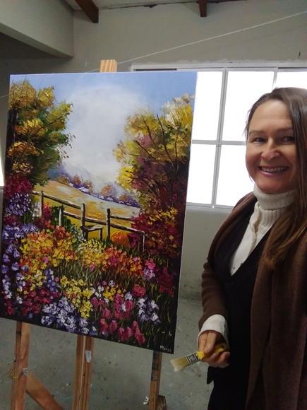Quadro Paisagem Campo de Tulipas Coloridas Presente de Natal