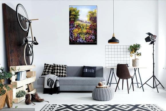 Quadro Paisagem Campo de Tulipas Coloridas Presente de Natal