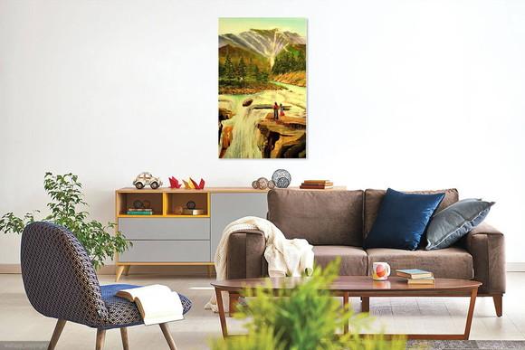 Quadro Paisagem Casal na Cachoeira Presente de Natal
