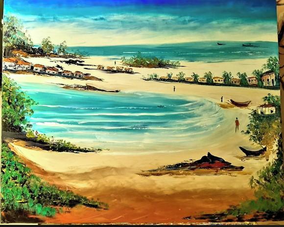 Quadro Paisagem Mar Vila Pescadores Praia Black Friday